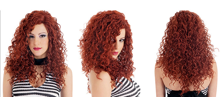 High Quality Synthetic Wigs Red Color No Lace Synthetic Curly Wigs Natural Looking