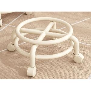 Children'S Rotating Leather Low Rolling Stool With Backrest Double Layer Frame