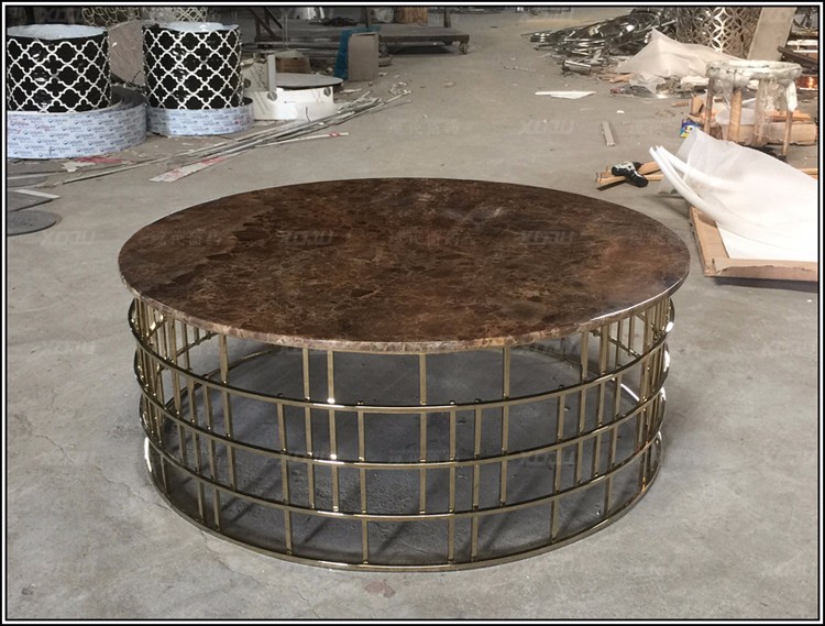 modern marble gold metal stainless steel round coffee table
