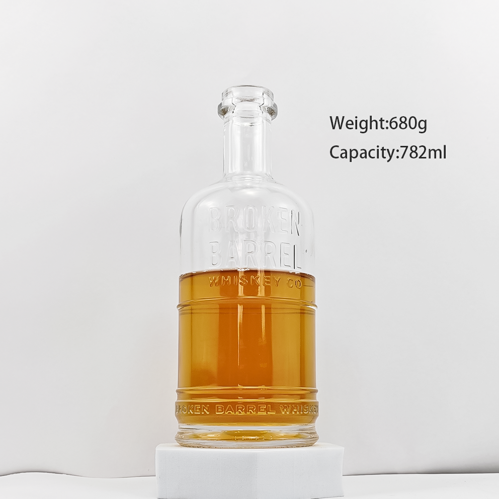 500ml 750ml Round Glass Bottle for Whiskey Gin Vodka Spirits Alcoholic Beverages