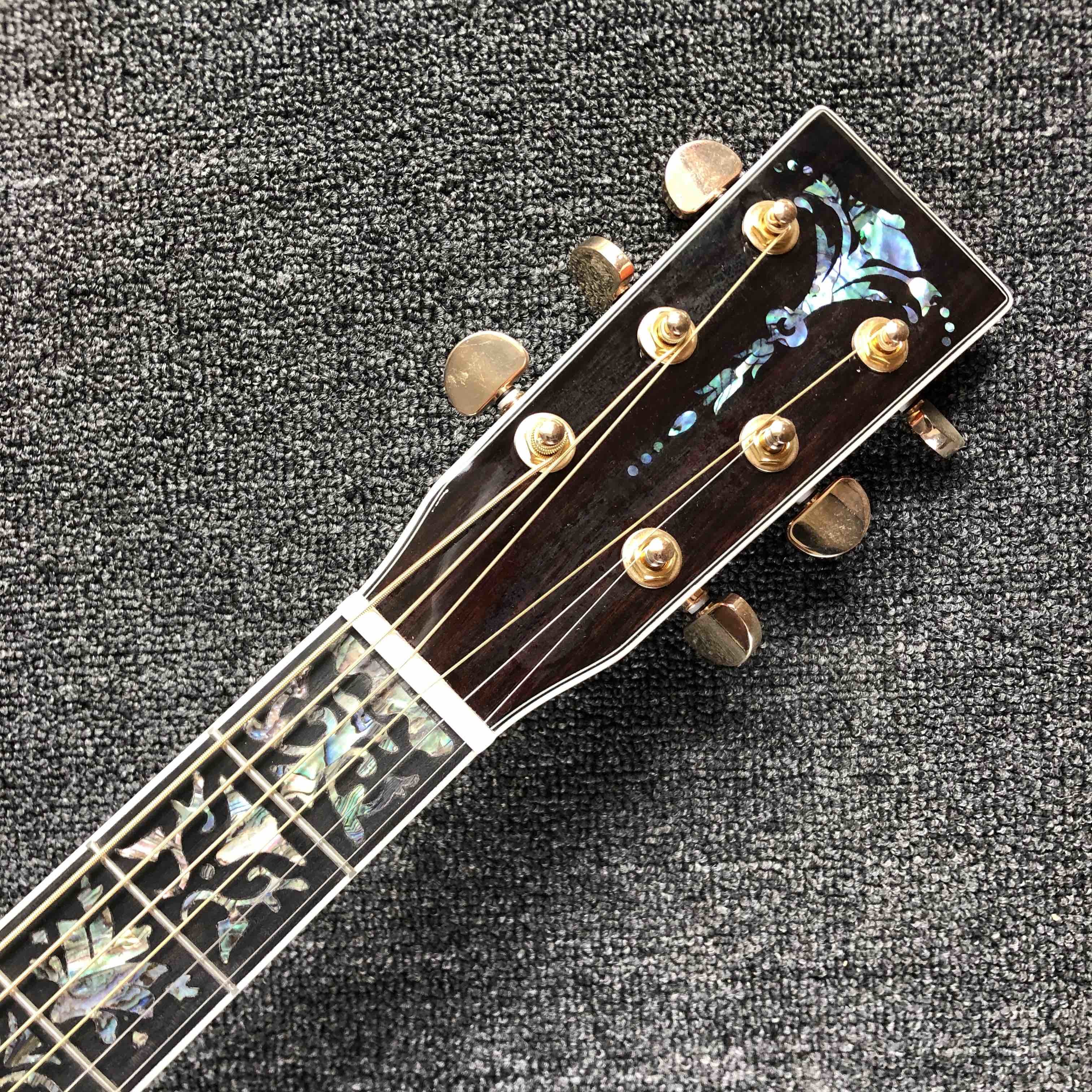 Custom 41 Inch Solid KOA Wood Top Cutaway Classic Folk Acoustic Guitar Real Abalone Inlay D-Shape Electric Guitar Wood P