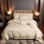 Customized Polyester Silky Bedding Set High Luxury Solid Color Duvet Cover Sheet