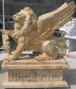 China Life Size Decoration 200cm Stone Lion Statue , Stone Carving Sculpture factory