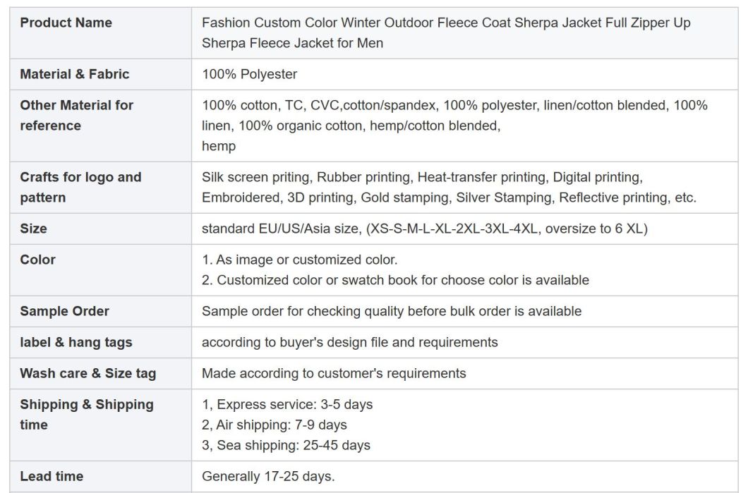 Fashion Custom Color Winter Outdoor Fleece Coat Sherpa Jacket Full Zipper up Sherpa Fleece Jacket for Men