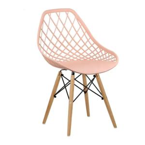 China Italian Design Pp Plastic Metal Frame Dining Chair And Wooden Leg factory