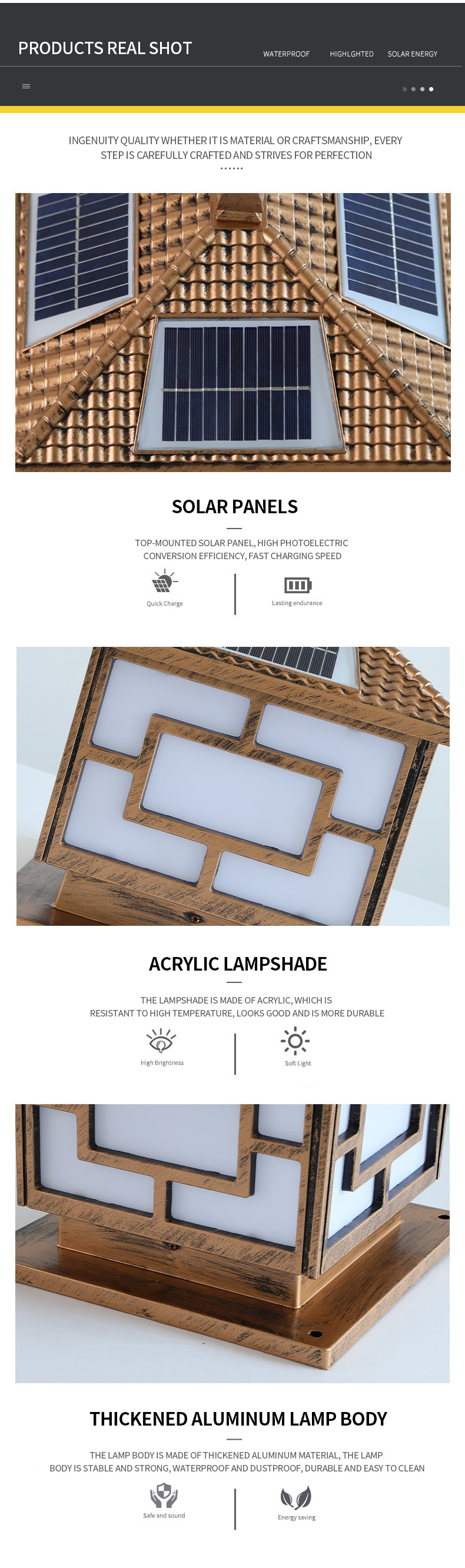 2 Inch LED Square Fence Post Solar Lights For Decking Garden Lantern 16W Ip65