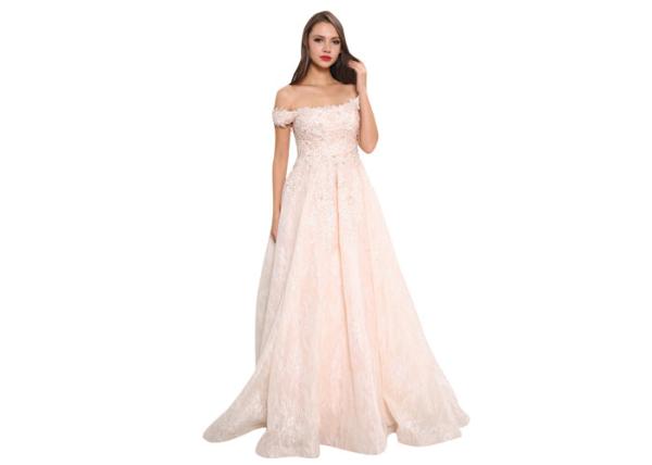 Chiffon Off The Shoulder Bridesmaid Dresses , Pure Color Strapless Bridesmaid