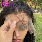 Unprocessed Cuticle Aligned 12a Kinky Curly Human Hair Swiss Lace Frontal Wigs