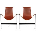 Mid Century Leather Sling Lounge Chair / Modern Contemporary Lounge Chair