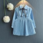 110cm Children'S Dress Clothing Toddlers Temperament Navy Blue Pleated Skirt