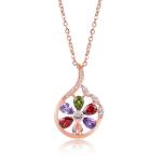 Fashion 10MM Trillion Cut Mystic Topaz Pendant Necklace CZ Stone Multi Color