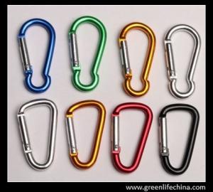 China Colorful aluminum high quality carabiner hooks D shape&amp;gourd shape hooks w/black bottle holder factory