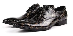 China Crocodile Style Mens Black Brogue Shoes , Fashion Nightclub Genuine Snakeskin Shoes factory
