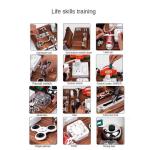 Kids' Travel Toy Beech Wood Busy Board With Keys Latches Buckle Handmade DIY