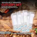 Individually Wrapped Plastic Cutlery Set With Napkin + Salt & Pepper Packets In