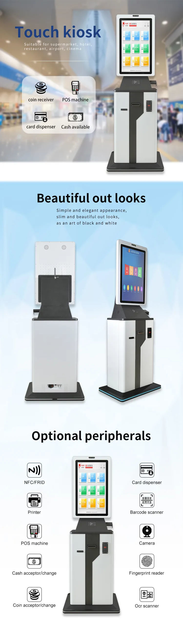 Ultra Clear LCD Capacitor Touch Screen Payment Kiosk Pos Terminal Cash Register
