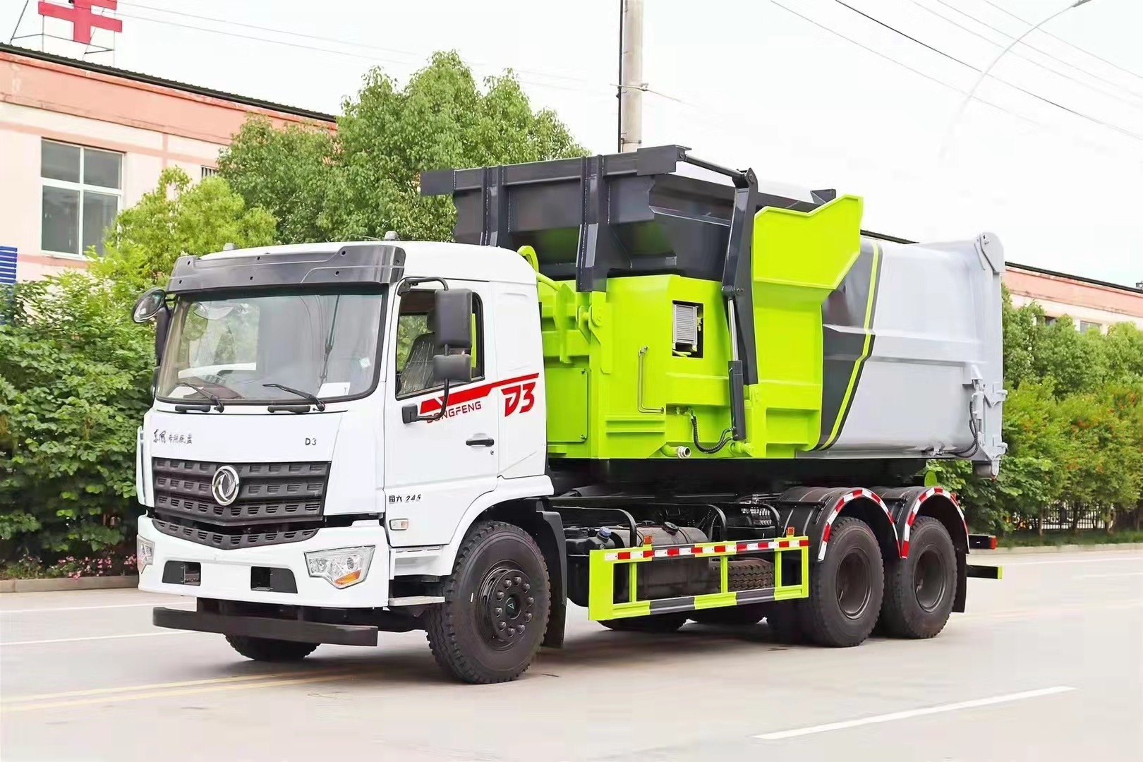 2024 Dongfeng 6x4 20CBM 25CBM Garbage Truck With Bin Hydraulic Hook Arm for Pure