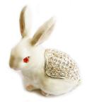 Rabbit Bejeweled Trinket Box Necklace Ring Holder Rabbit Figurine Hinged Rabbit