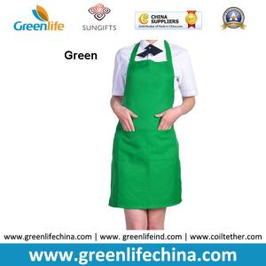 China Fashion lovely peak green kitchen cooking apron advertisment promotional apron with logo factory