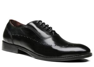 China Flats Mens Black Oxford Shoes Comfortable Insole Lacing Business Dress Shoes factory