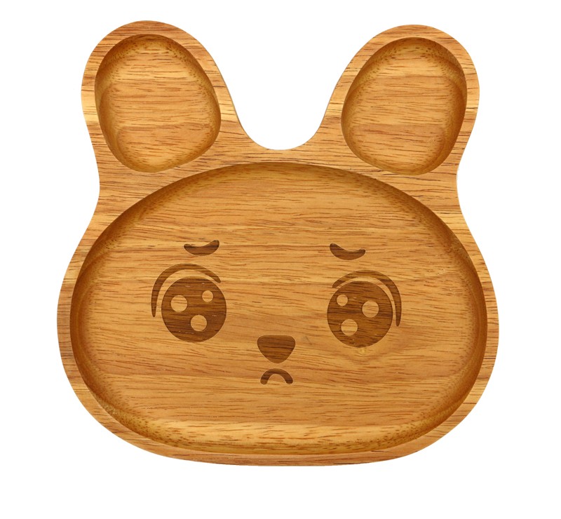 Party Rabbit Natural Wooden Plate Engraving Animal Shaped Plate