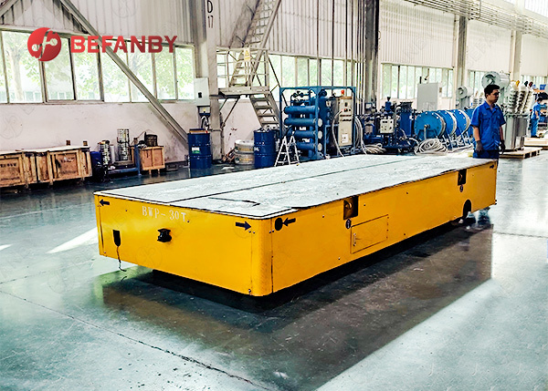 China 30 Ton Steerable Flexible Trackless Transfer Cart with Customized Load Capacity and High Strength Steel factory