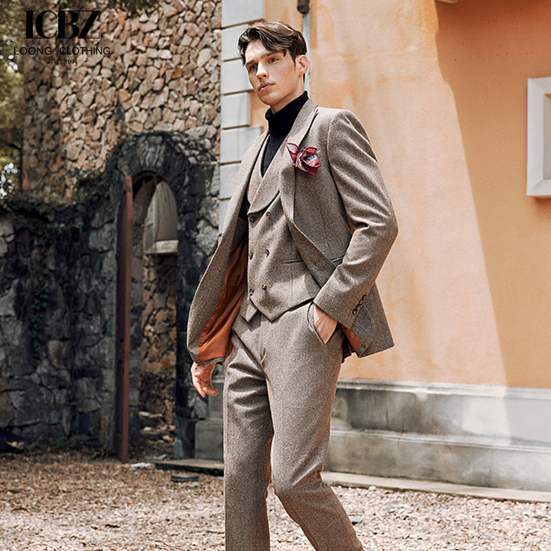 Anti-Wrinkle Brown Wool Business Suit Perfect for Formal and Business Casual Occasions