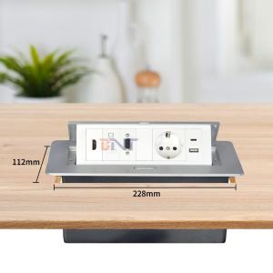 Aluminum Alloy Pop-up Tabletop Power Socket EU power socket with Modular