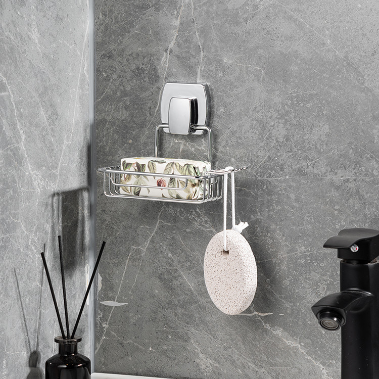 Practical Bathroom Organizer for Sundries Iron Wire Rack and Stainless Steel Soap Dish
