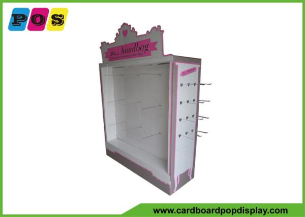 Corrugated Retail Three Sides Cardboard Pegs Floor Display Stand For Promotion