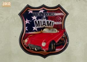 China USA Flag Wall Decor 3D Resin Car Wall Mounted Plaques Antique MDF Pub Signs factory