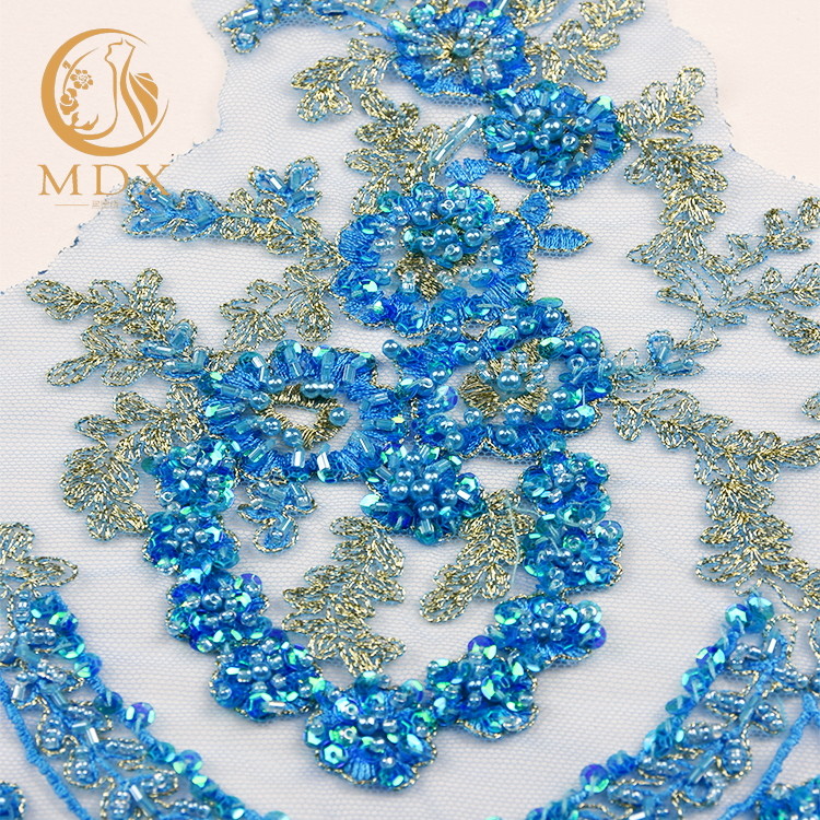 Gorgeous Clothing Blue Fashion Lace Trim Decoration 1 yard Length With Stones