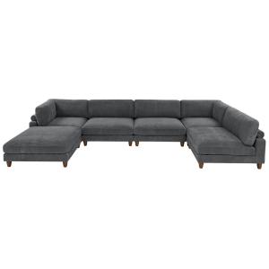 Sectional Modular Sofa, Dark Gray Corduroy Fabric