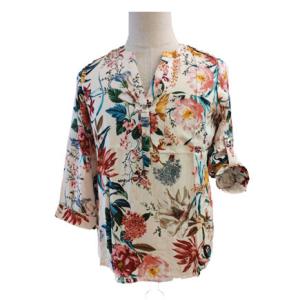 China Stain Printed M Loose Fit Ladies Casual Blouse factory