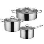 Multifunction Kitchen Cookware Silver Cooking Pot Set Stainless Steel Cookware