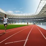 UV Resistant Polyurethane Semi Prefabricated Running Track Surface For Stadiums