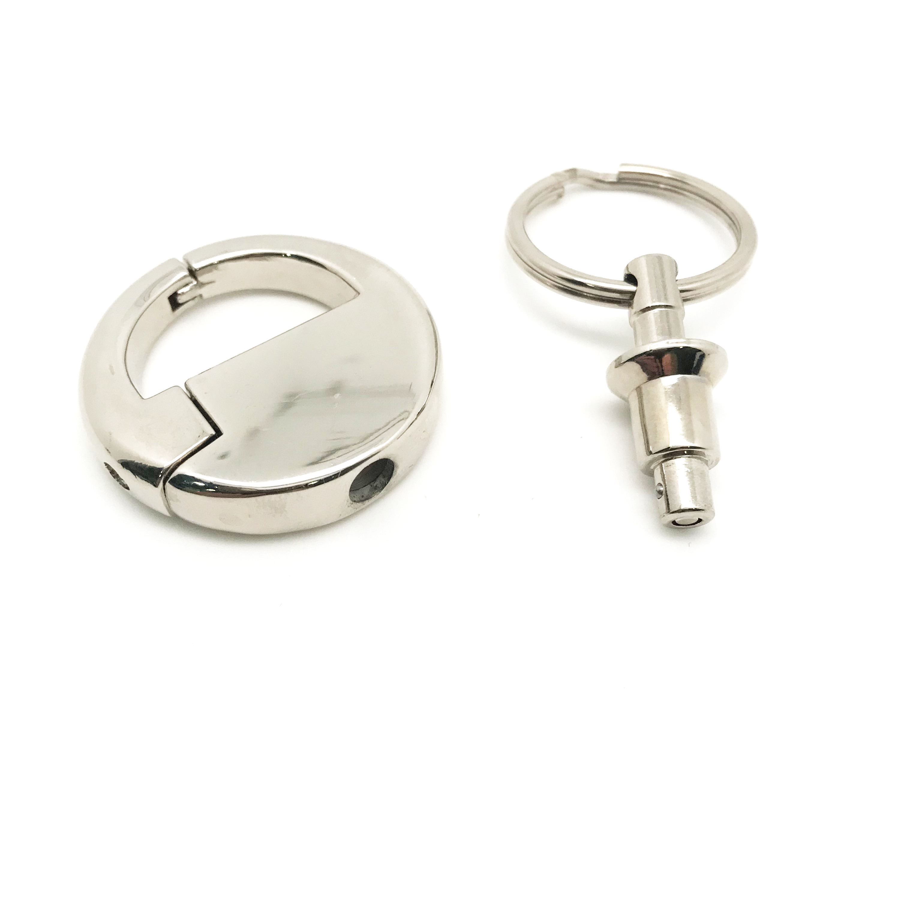 Silver Color Retractable Key Fob with Logo Customization in Silver Color
