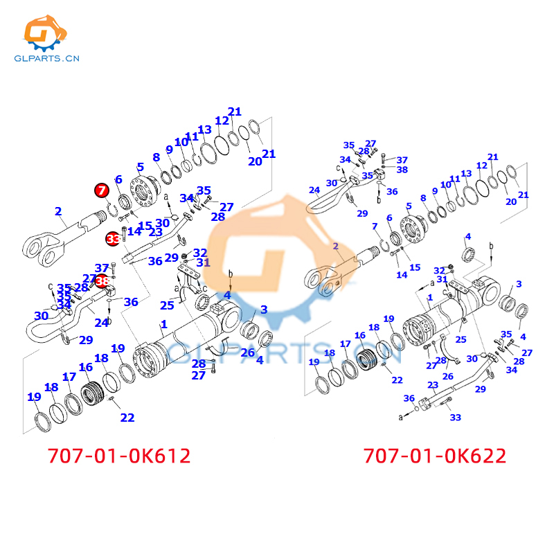 707-01-0K622 707-01-0K612 707-01-0L890 WA470 Hydraulic Lift Bucket Cylinder For Komatsu Wheel Loader