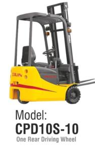 China Three Wheel Electric Forklift Truck 1 Ton Loading Capacity Small Turning Radius factory