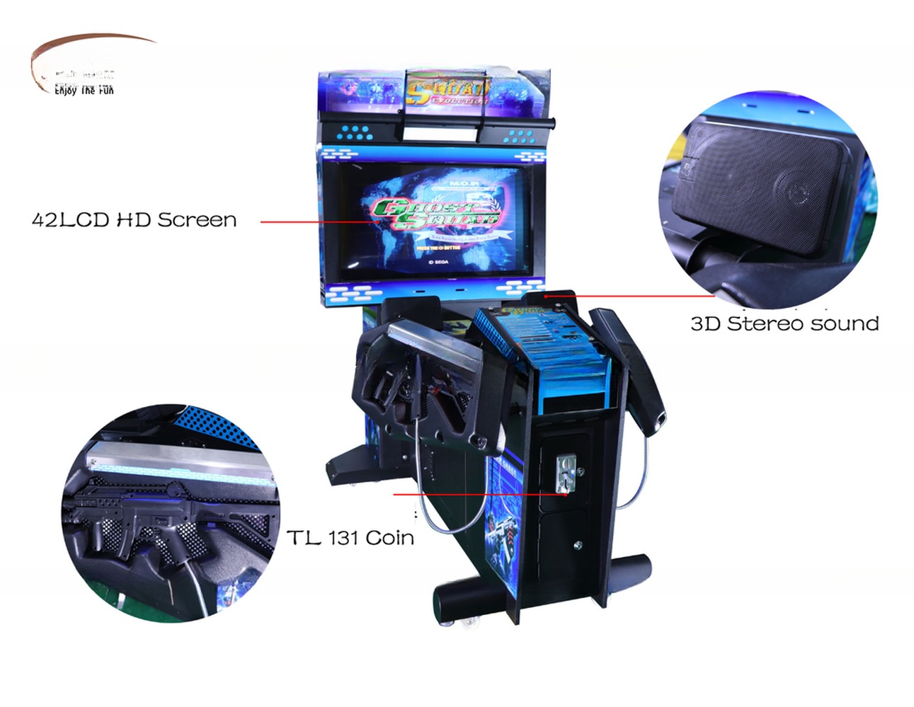 42'' LCD Display Gun Shooting Game Machine With 3D Stereo Sound