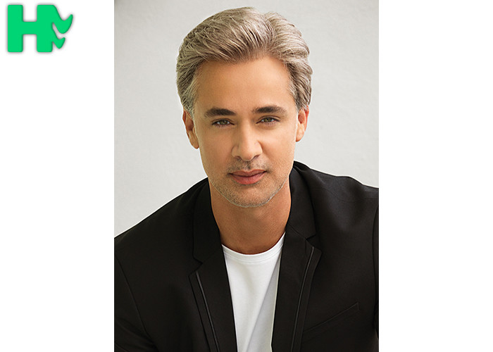Heat Resistant Synthetic Hair Man Hair Wigs with Natural Hairline Mixed Color