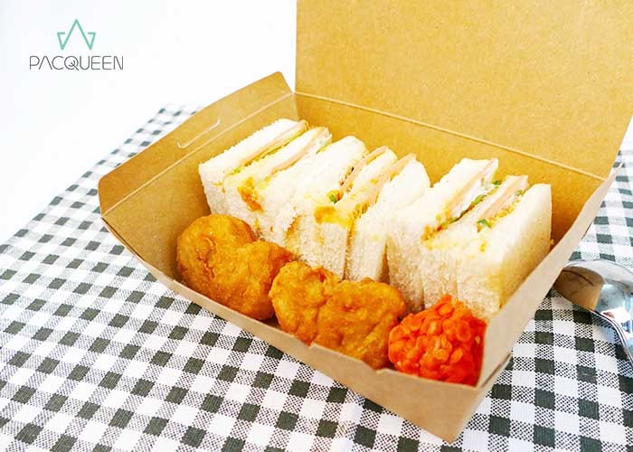 Takeaway Sandwich Containers , Clear Lid Disposable Salad Containers To Go
