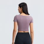 Women Slim Fit Activewear T Shirts Light Weight Naked Feeling Padded T Shirt