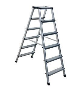 China GS Outdoor Silver Multipurpose Aluminium Foldable Ladder 2x6 Steps factory