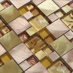 300x300mm glass mosaic tile sheets,aluminum mosaic wall tile,golden color
