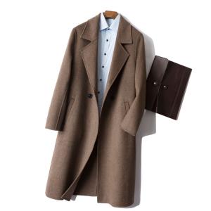 China Pure Wool Men's Double-Sided Cashmere Coat Mid-Length Trench Jacket for Casual Outwear factory