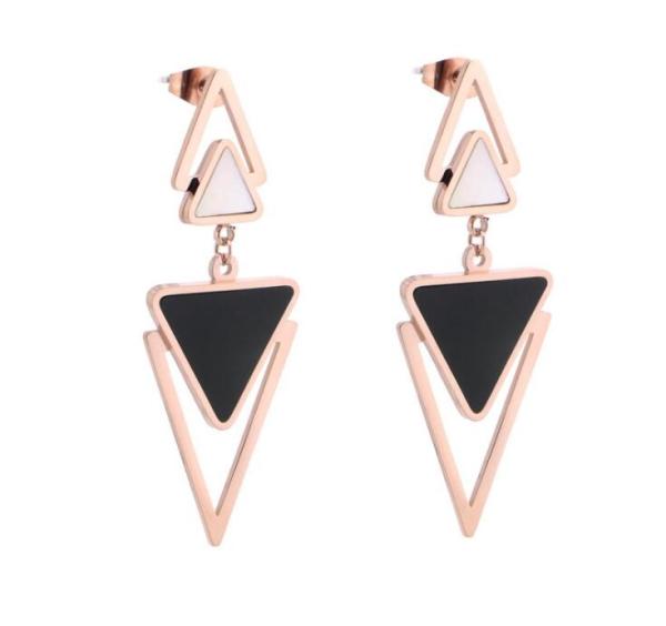 Wholesale Fashion Jewelry Stainless Steel Rose Gold Earrings For Women Black