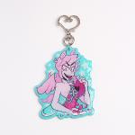 Custom Clear Printed Double Glitter Epoxy Resin Acrylic Charms Keychain for Gift
