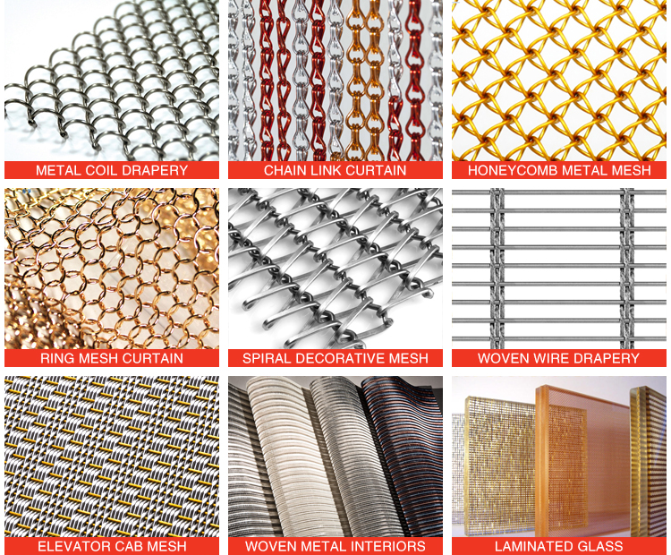 Stainless Steel Wire Material Metal Chain Curtains Woven Wire Mesh Application