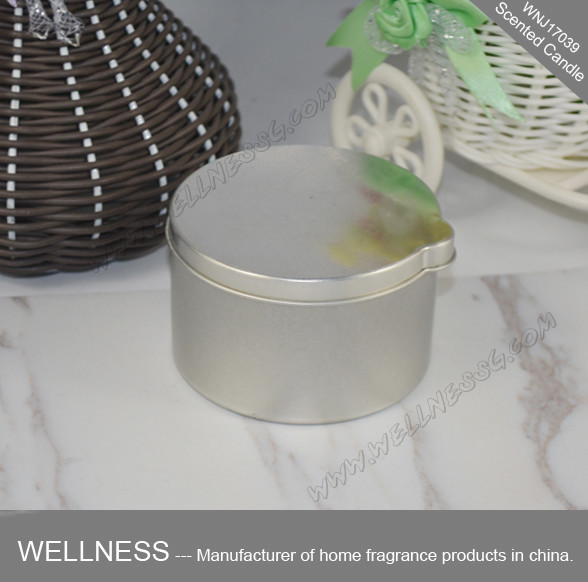 China Simple Design Scented Tin Candles Pillar Shaped With No Petro Soot Emissions factory